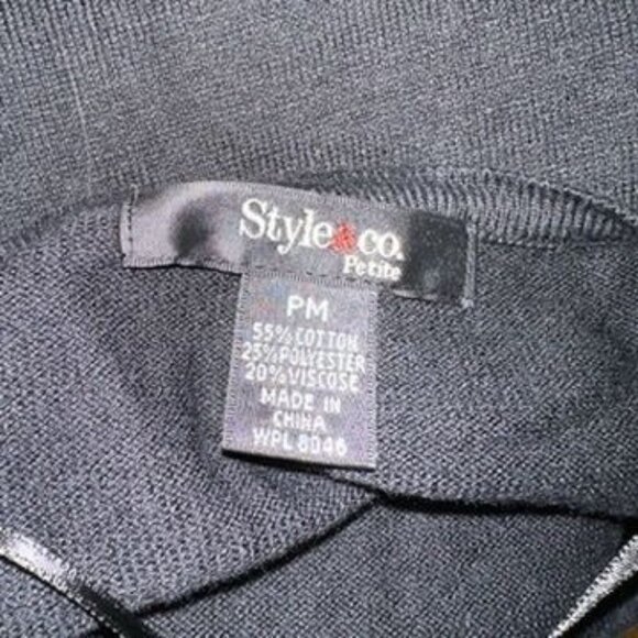 Macy's Style & Co PM Black One Starry Night Asymmetrical Hem Sweater Petite Med - Picture 3 of 3